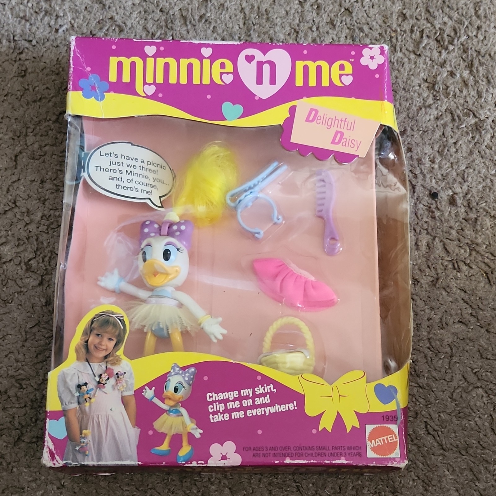 Mattel Minnie \'n Me Delightful Daisy Duck Doll, Disney, 1990
