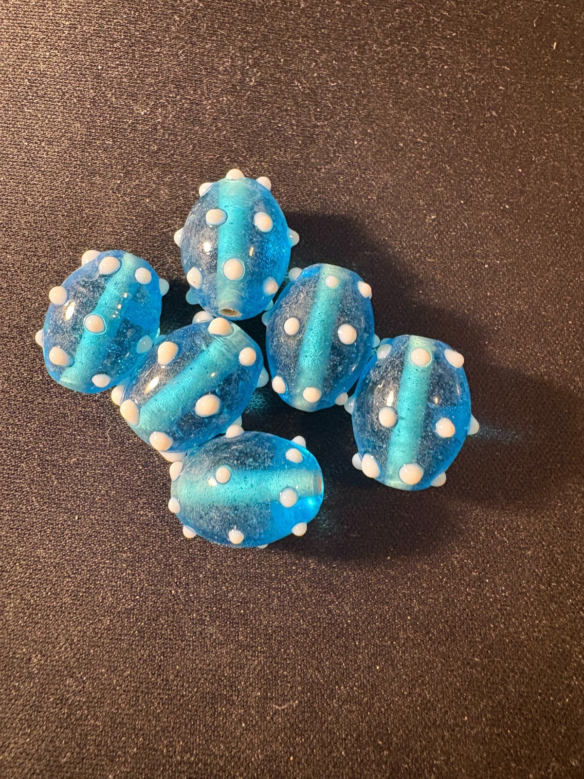 6 glass beads -  (B407) polka dot design Fancy - Large 20mm