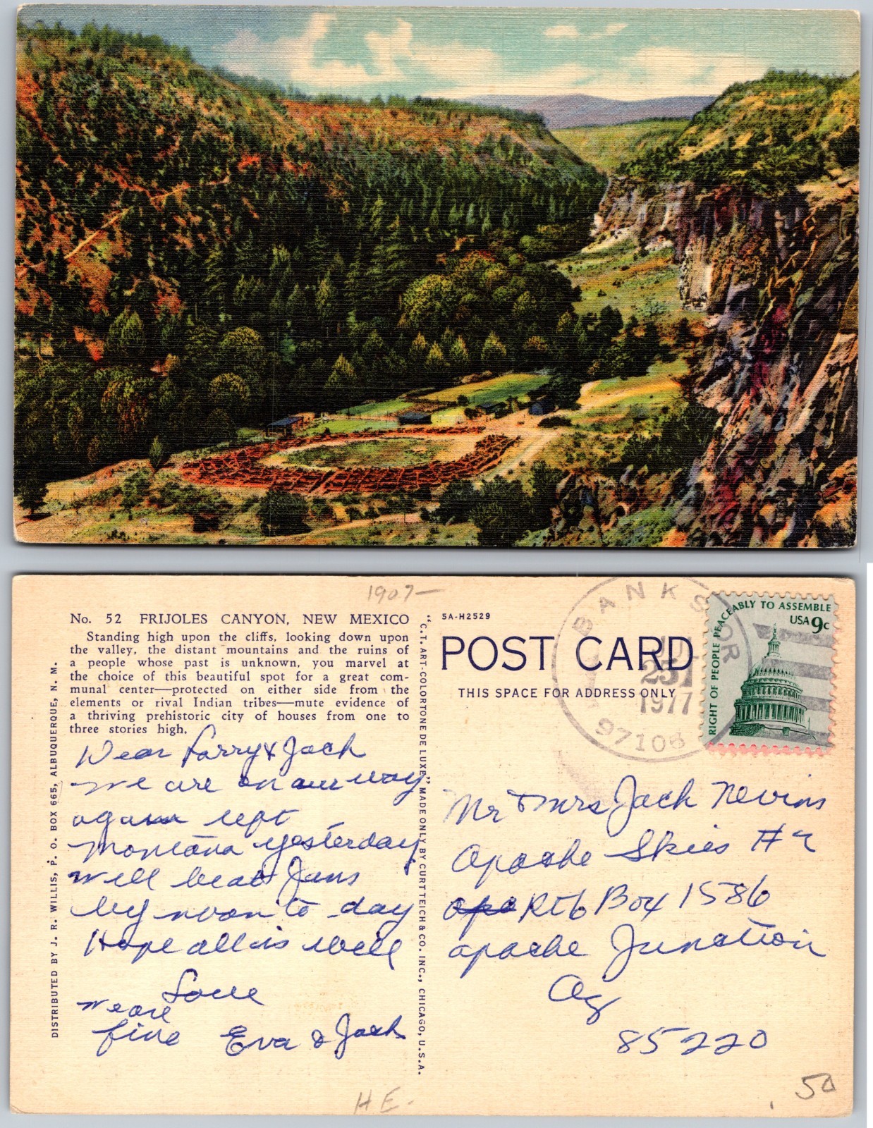 Frijoles Canyon New Mexico Postcard