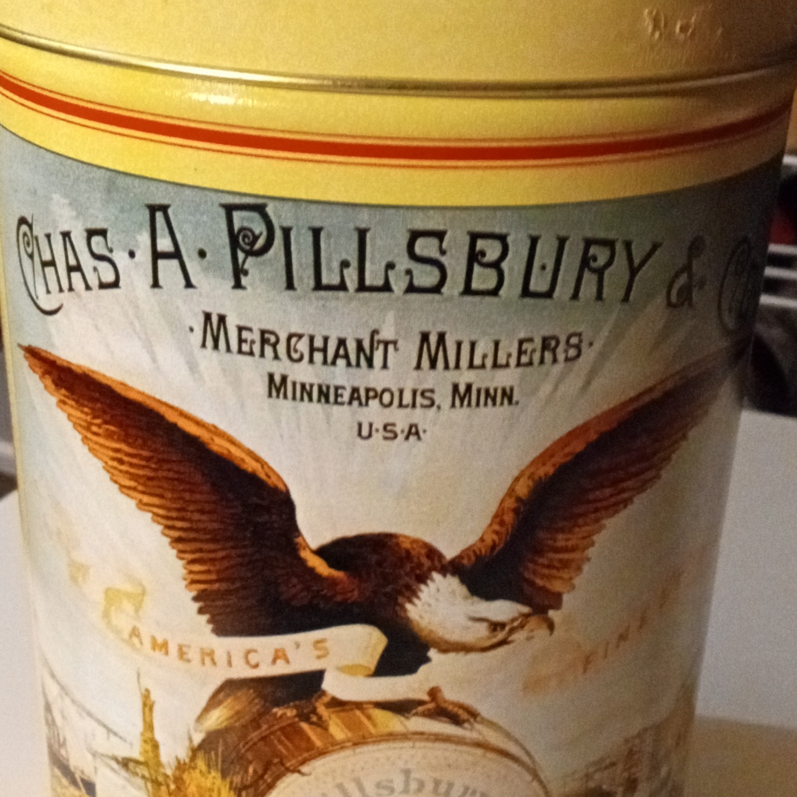 Pillsbury Best Flour Advertising Tin Canister Gold Lid Reproduction 1879