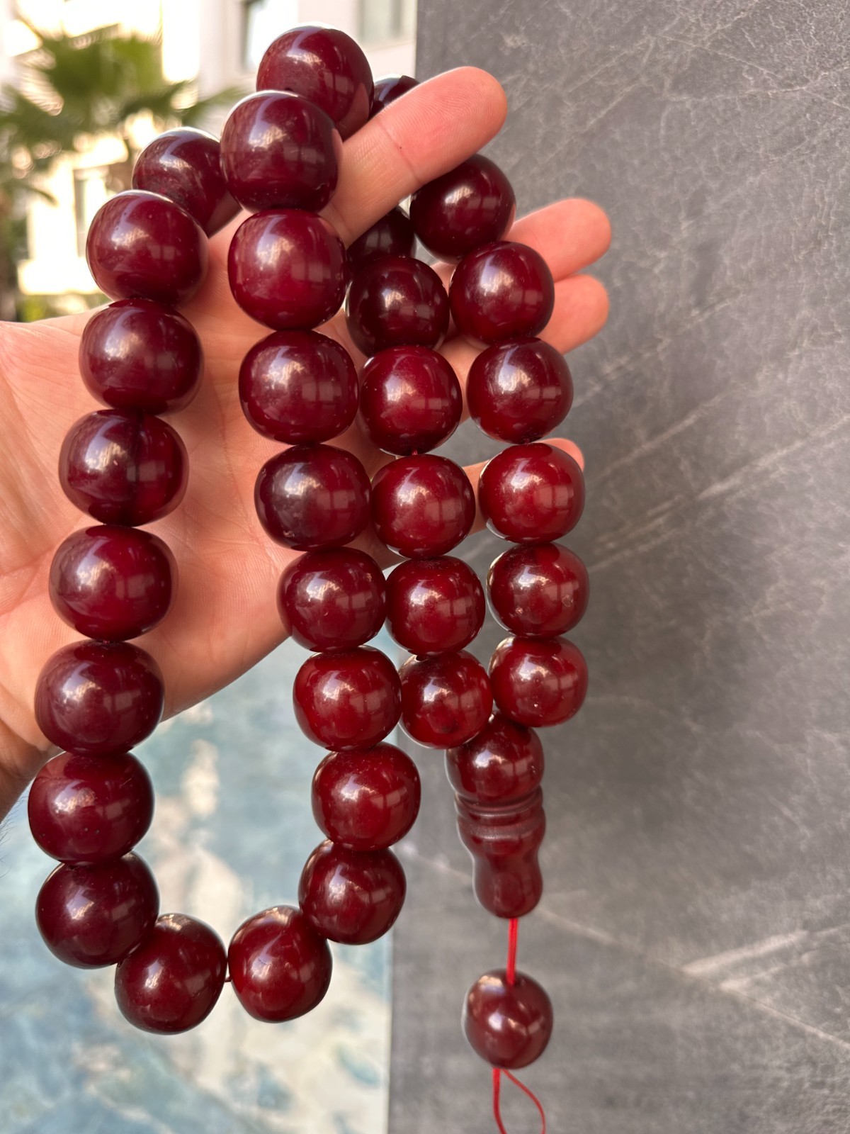 Large Burgundy Islamic Prayer Beads (Tesbih Misbaha) – Oversized Handmade Rosary Large Burgundy Islamic Prayer Beads (Tesbih Misbaha) – Oversized Handmade Rosary