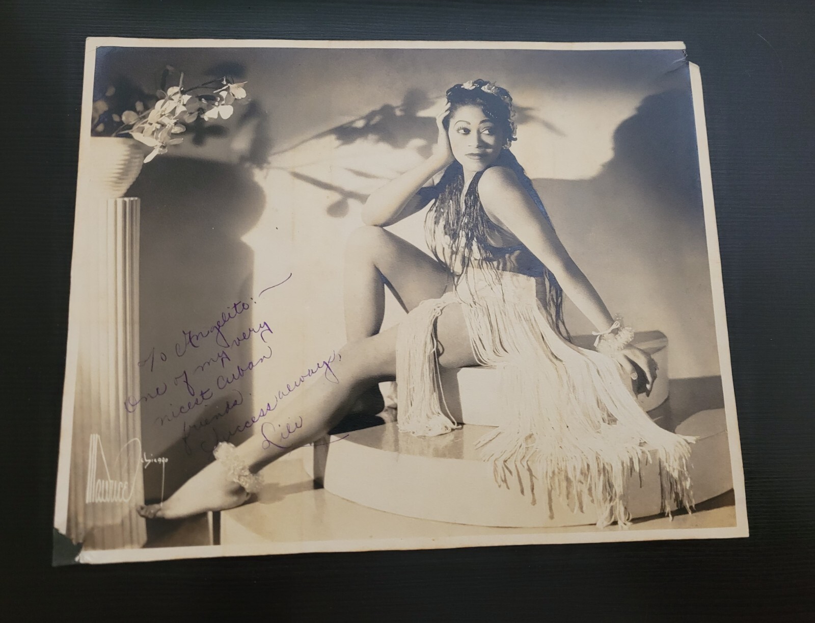 RARE AMERICAN BURLESQUE DANCER AUTOGRAPH SCARCE PHOTO SIGNED MAURICE SEYMOUR