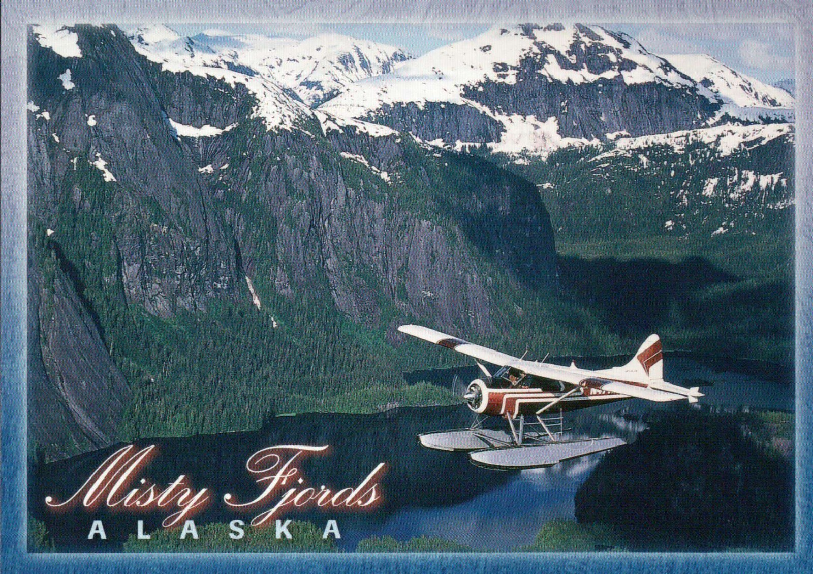 Aerial View of Misty Fjords National Monument Alaska with a Float Plane Postcard