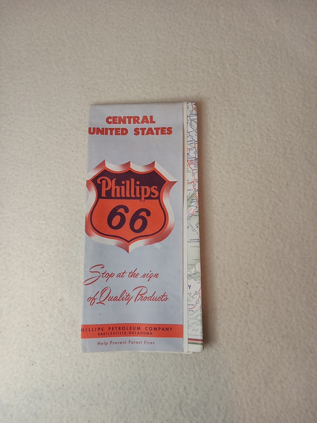 VINTAGE CENTRAL UNITED STATES ROAD MAP PHILLIPS 66 OIL COMPANY 1960\'S