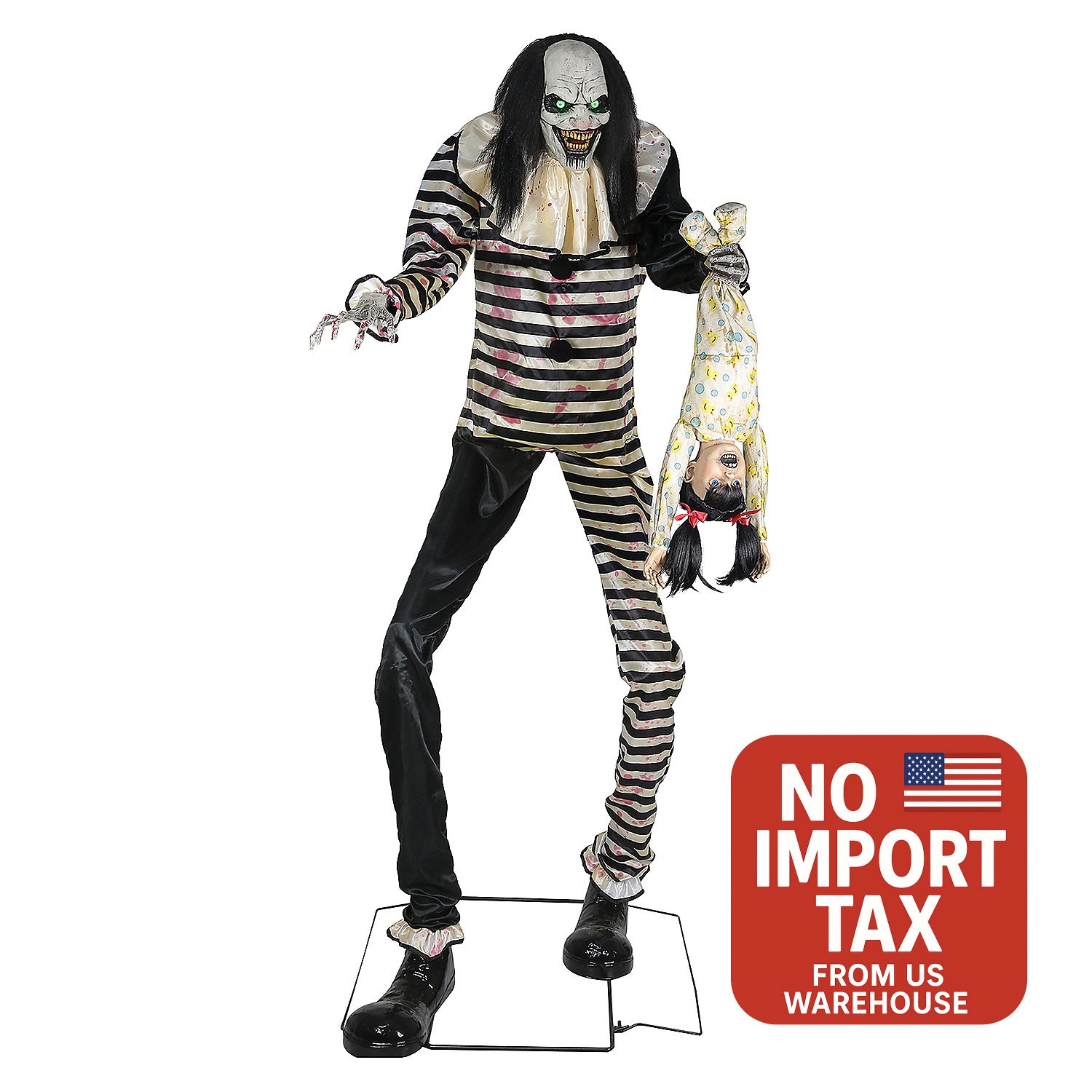 7-Foot Animated Sweet Dreams Clown Prop with Sound & Motion - Creepy Halloween