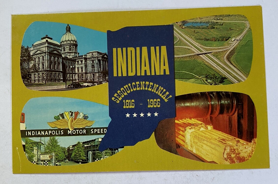 1816-1966 Indiana Sesquicentennial Celebration Multiview ~ IN ~ Vintage Postcard