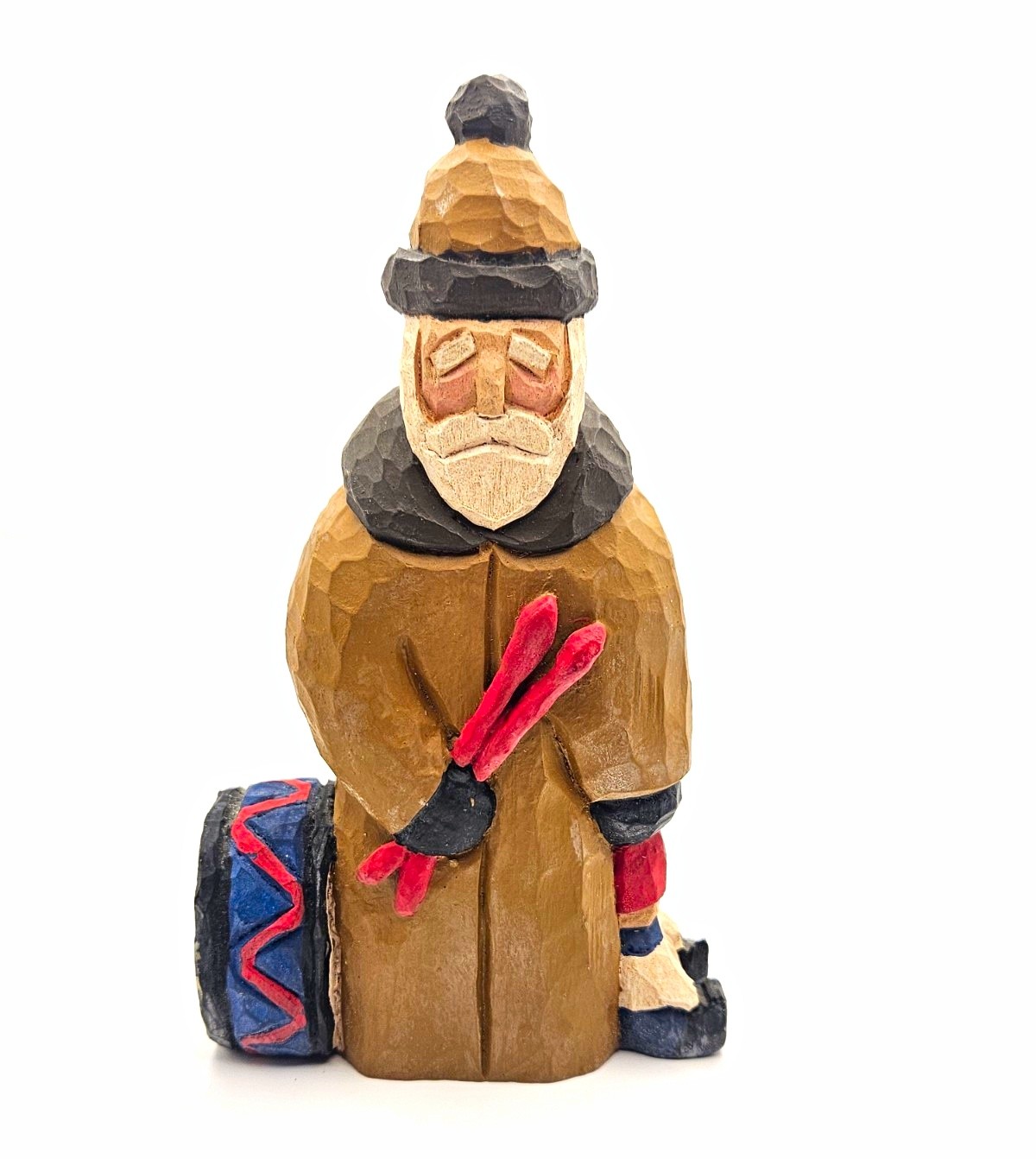 ​Vintage 1992 Otto Claus Santa Carving Figurine Folk Art German Skis 7
