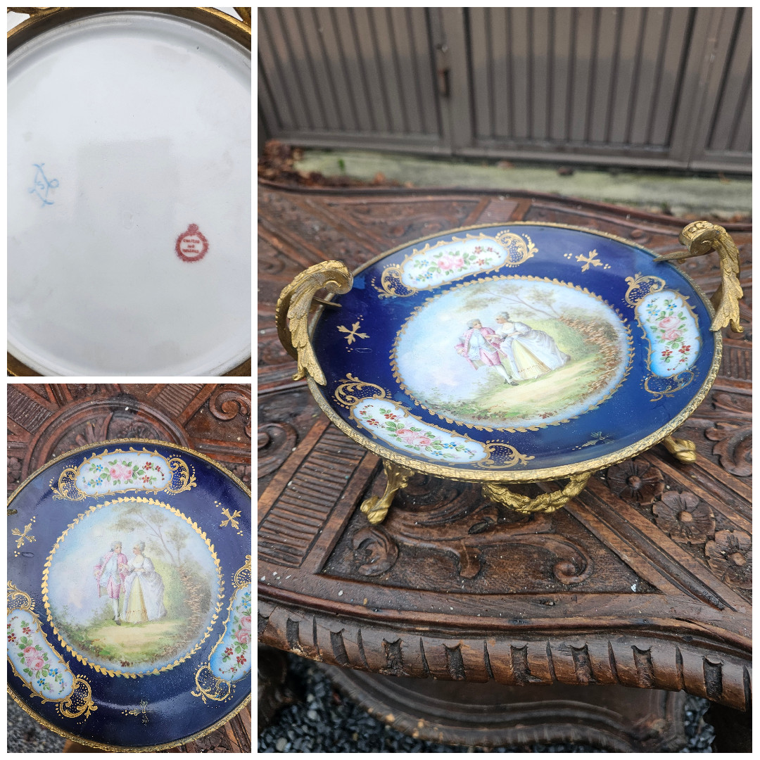 Antique Chateau de tuileries Sevres porcelain centerpiece bowl marked romantic Antique Chateau de tuileries Sevres porcelain centerpiece bowl marked romantic