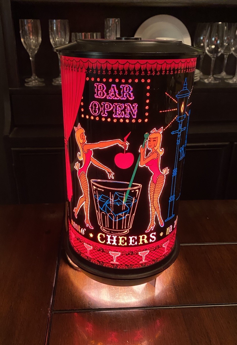 Vintage 1972 Bar Open Motion Lamp Rotating Light Spinning Sign Mid Century VIDEO