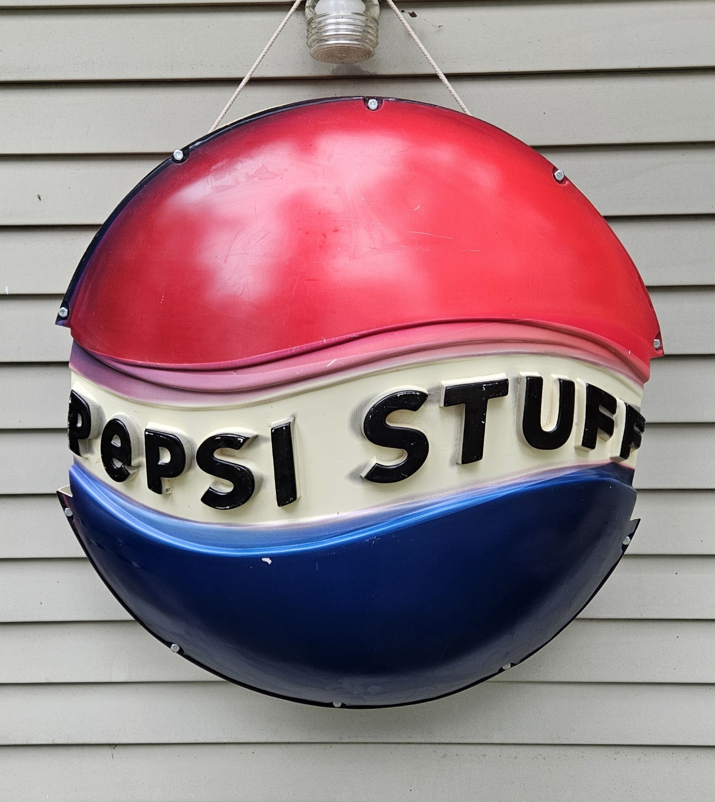 Vintage 90s Pepsi Round Molded Plastic 3D Pepsi Stuff Display Sign  32” Circular