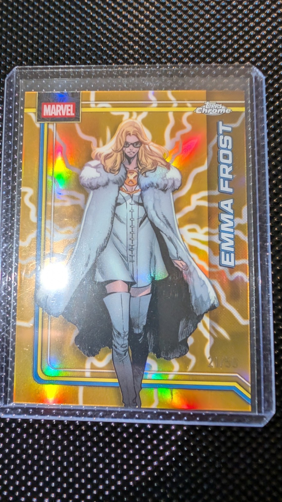 2026 Topps Chrome Marvel #34 Storm's Lightning Gold Refractor 21/50