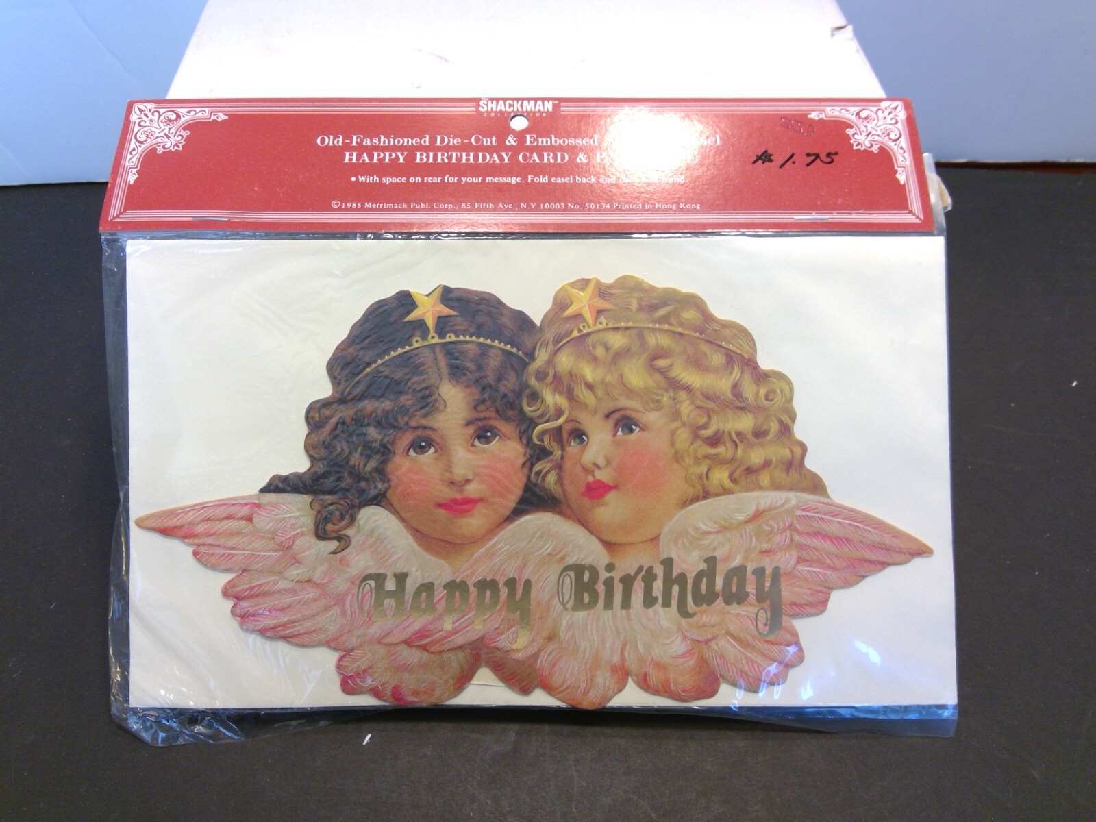 1985 Merrimack The Shackman Old Fashioned Die Cut Angel Happy Birthday Card NIP