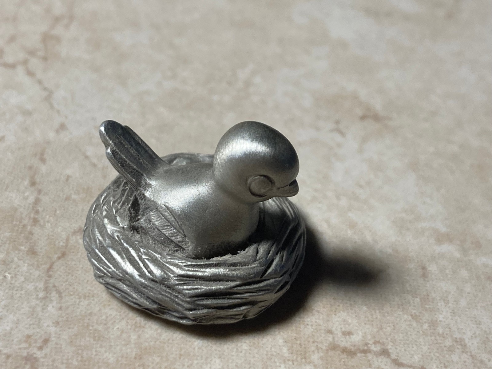Vintage Fine Pewter BIRD IN NEST 1\