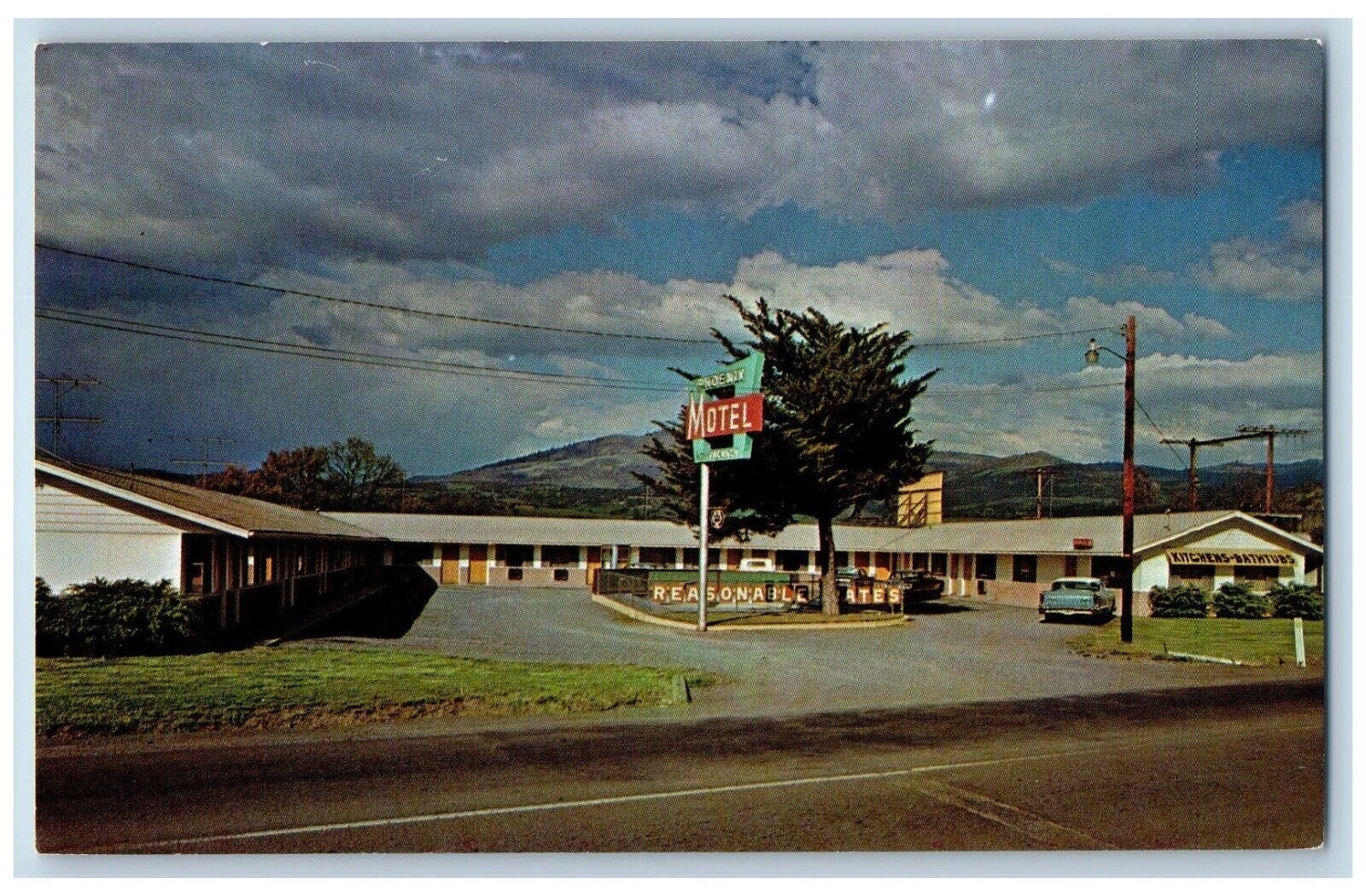 Southern Oregon OR Postcard Phoenix Motel Roadside Scene Car c1950's Vintage