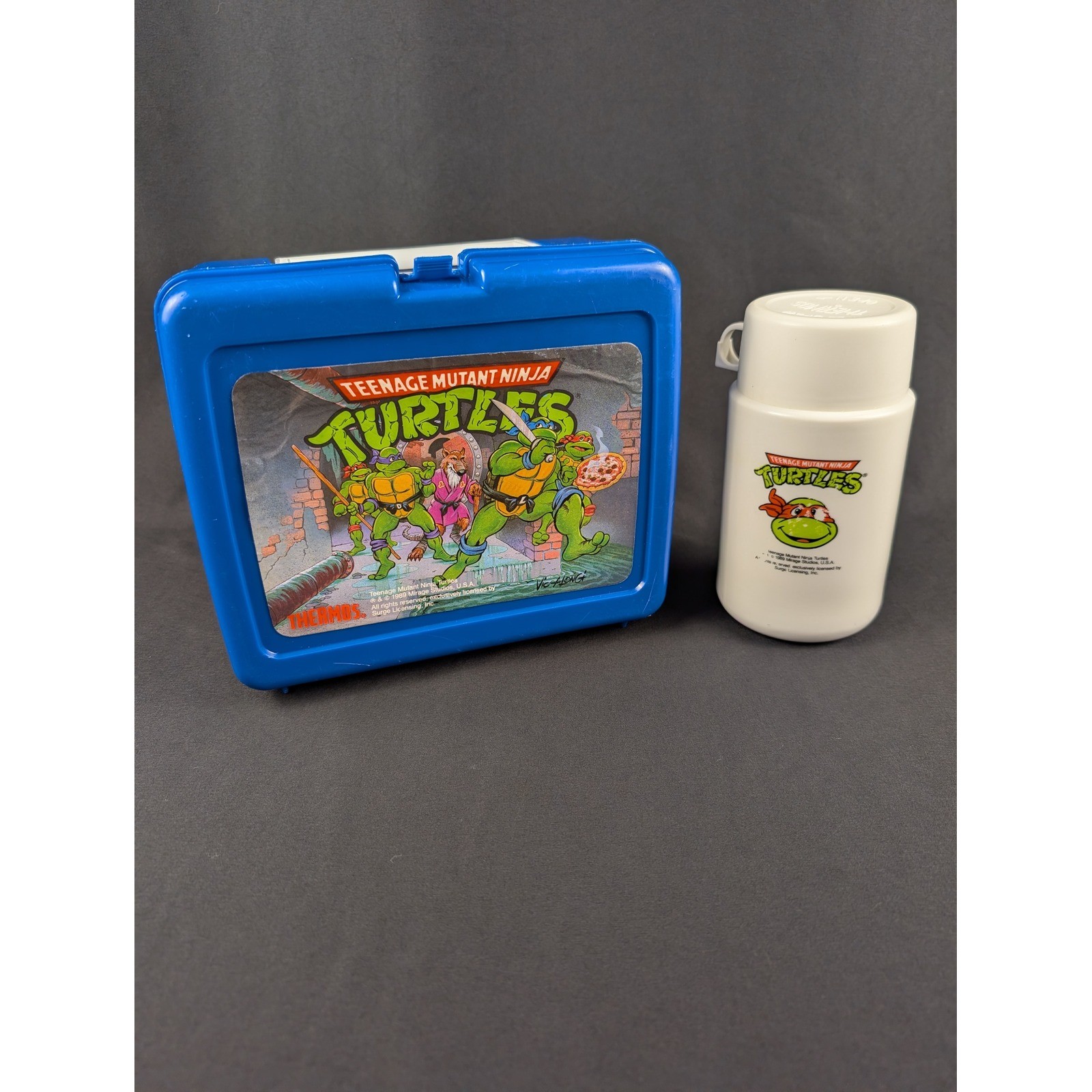 Vintage 1989 TMNT Teenage Mutant Ninja Turtles Lunch Box & Thermos Vintage 1989 TMNT Teenage Mutant Ninja Turtles Lunch Box & Thermos
