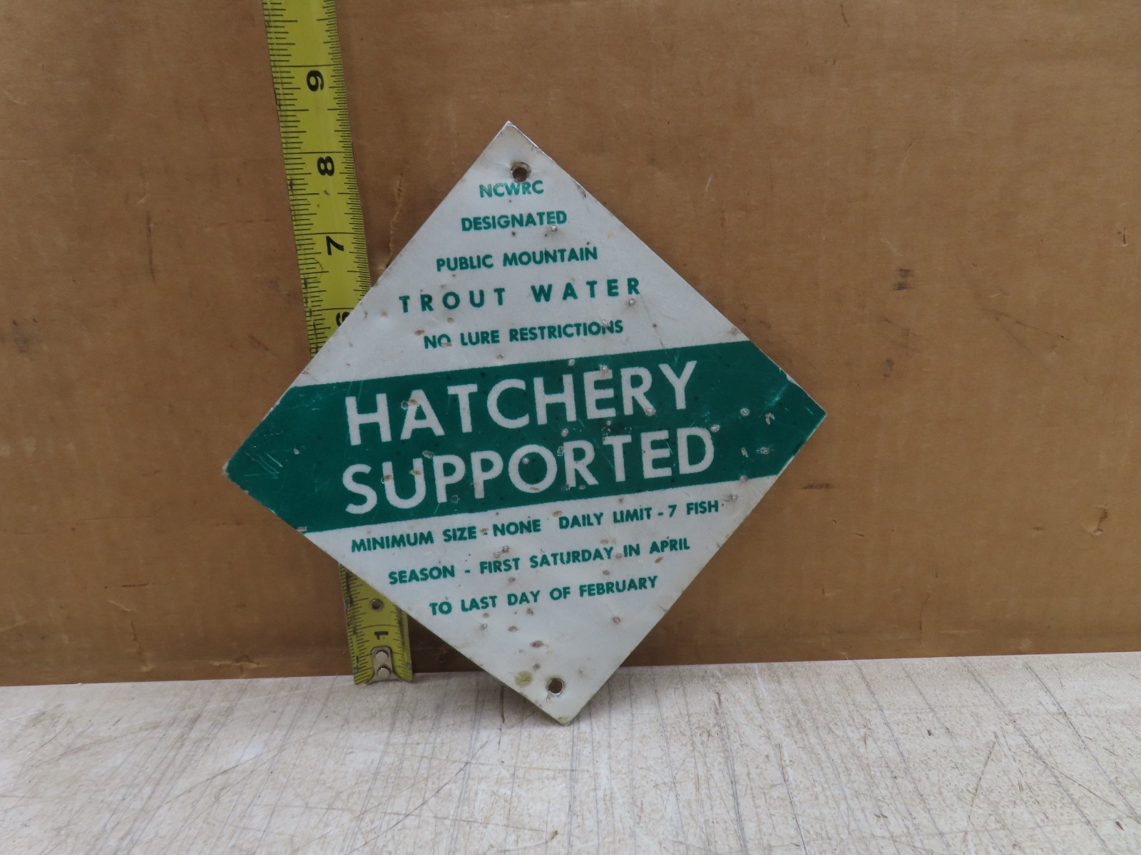 VTG NORTH CAROLINA WILDLIFE FISHERIES NCWRC MOUNTAIN TROUT WATER FISHING SIGN