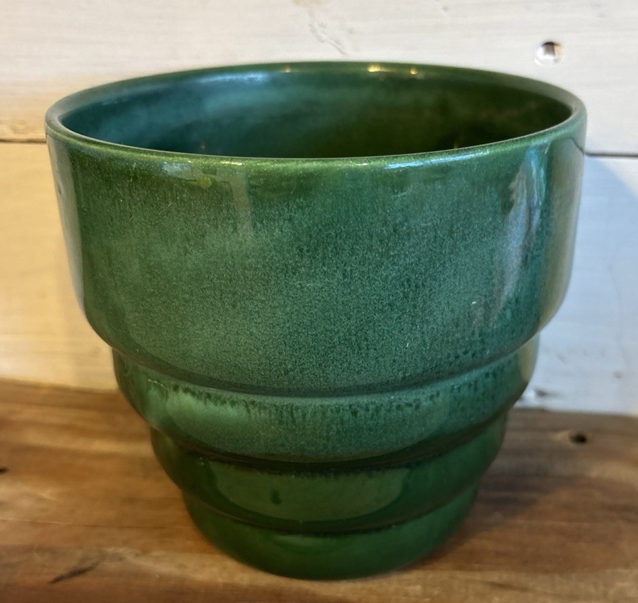 Vtg MCM Haeger 5” Pottery Green Planter Pot 3789 Ribbed Beehive