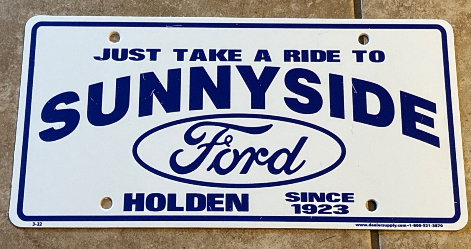 Vintage Sunnyside Ford Holden, MA Massachusetts Plastic Dealership License Plate