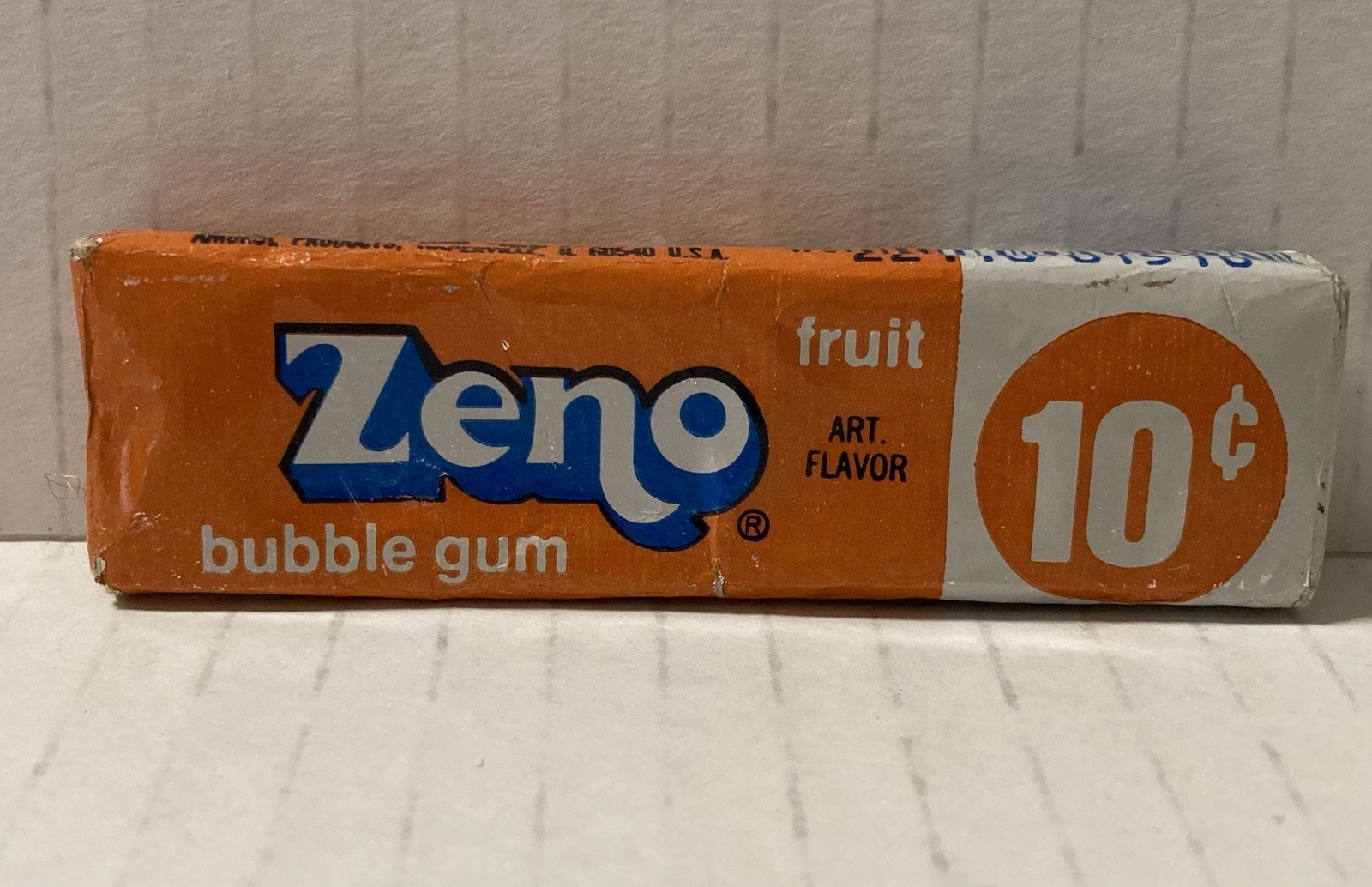 RARE Vintage Amurol ZENO FRUIT BUBBLE GUM 5 Sticks Original Price 10c-NOS-Sealed