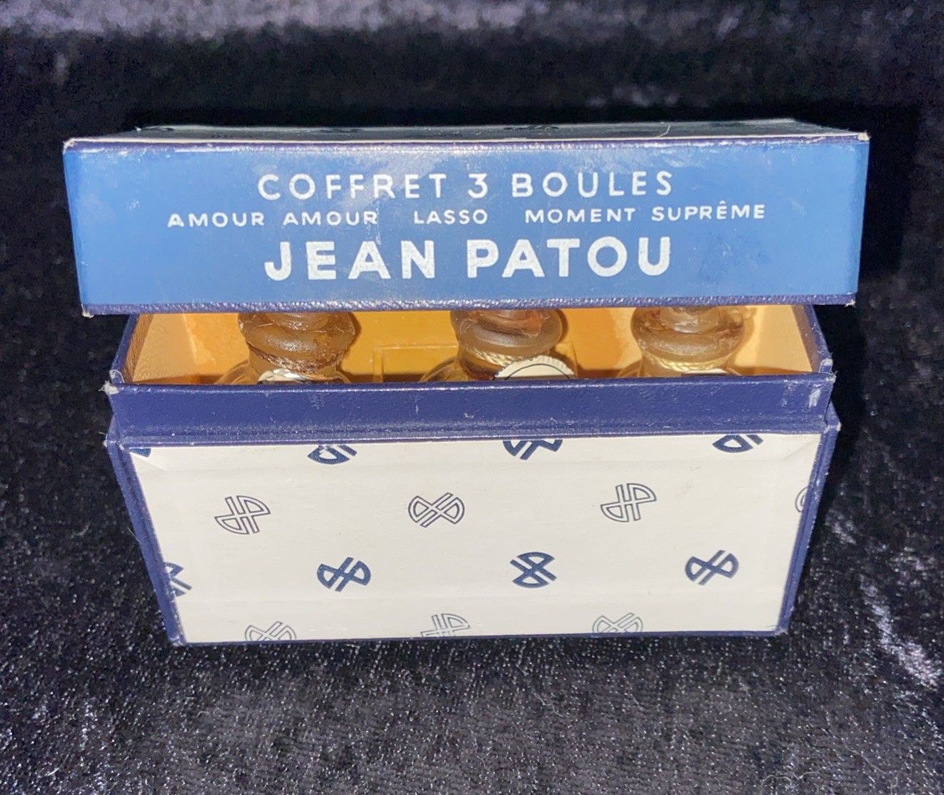 Vintage Jean Patou Coffret 3 Boules Mini Perfume Bottle Set Boxed 