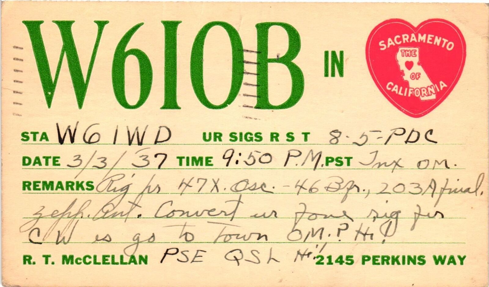 Vintage Postcard- W6I0B