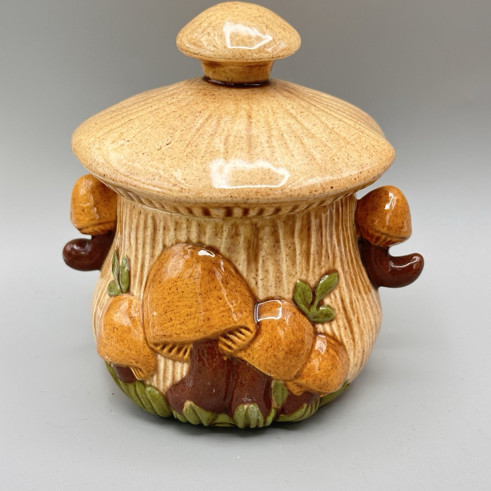 Arnel\'s Ceramic Mushroom Vintage 70\'s Pottery Sugar Bowl Orange Brown Arnel\'s Ceramic Mushroom Vintage 70\'s Pottery Sugar Bowl Orange Brown