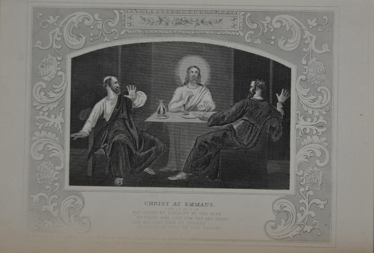 Antique Religious Art Christ at Emmaus 1860 Old Testament Christian History Antique Religious Art Christ at Emmaus 1860 Old Testament Christian History