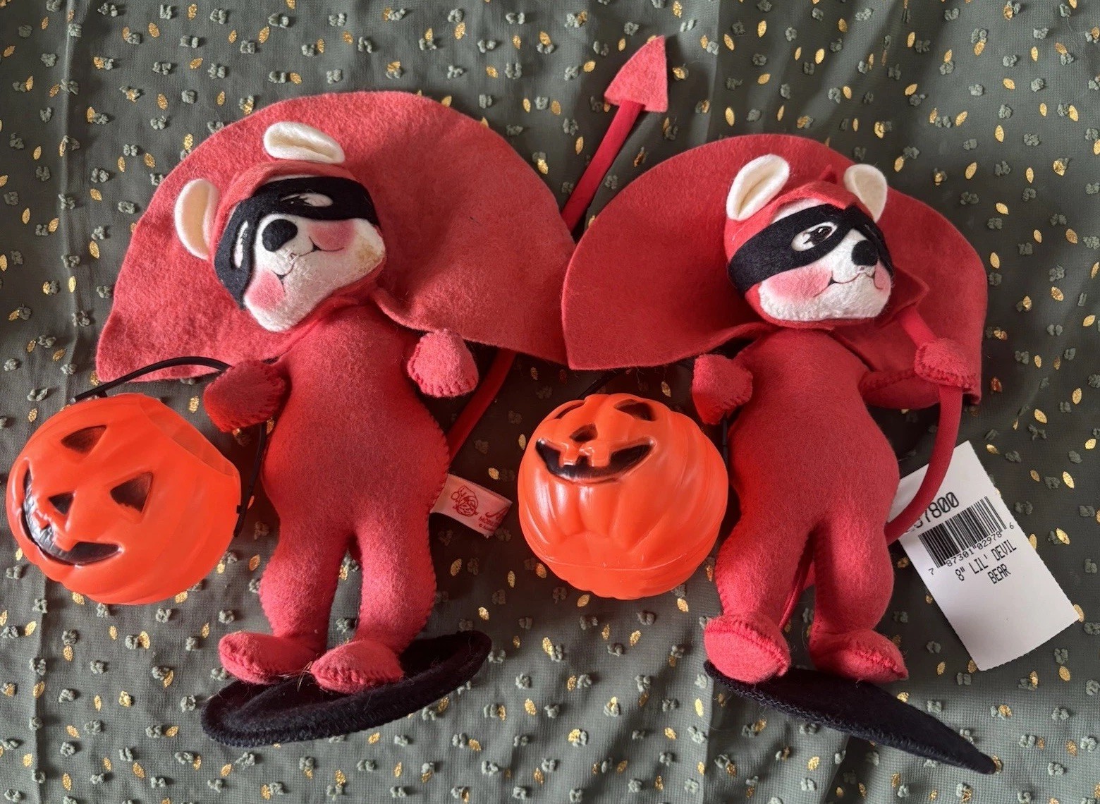 Annalee 2 Lil' Devil Bear Masked Figurines Trick-or-Treat Halloween Pumpkins USA Annalee 2 Lil' Devil Bear Masked Figurines Trick-or-Treat Halloween Pumpkins USA