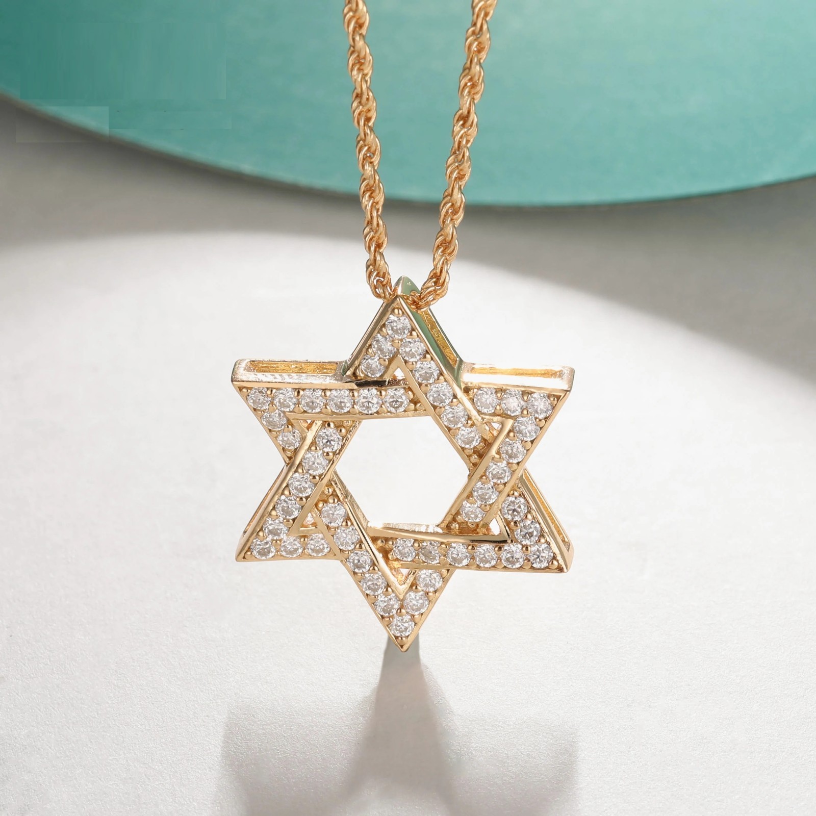 Womens Star Pendant Necklace Yellow 50cm Silver Twisted Rope Chain Party Jewelry