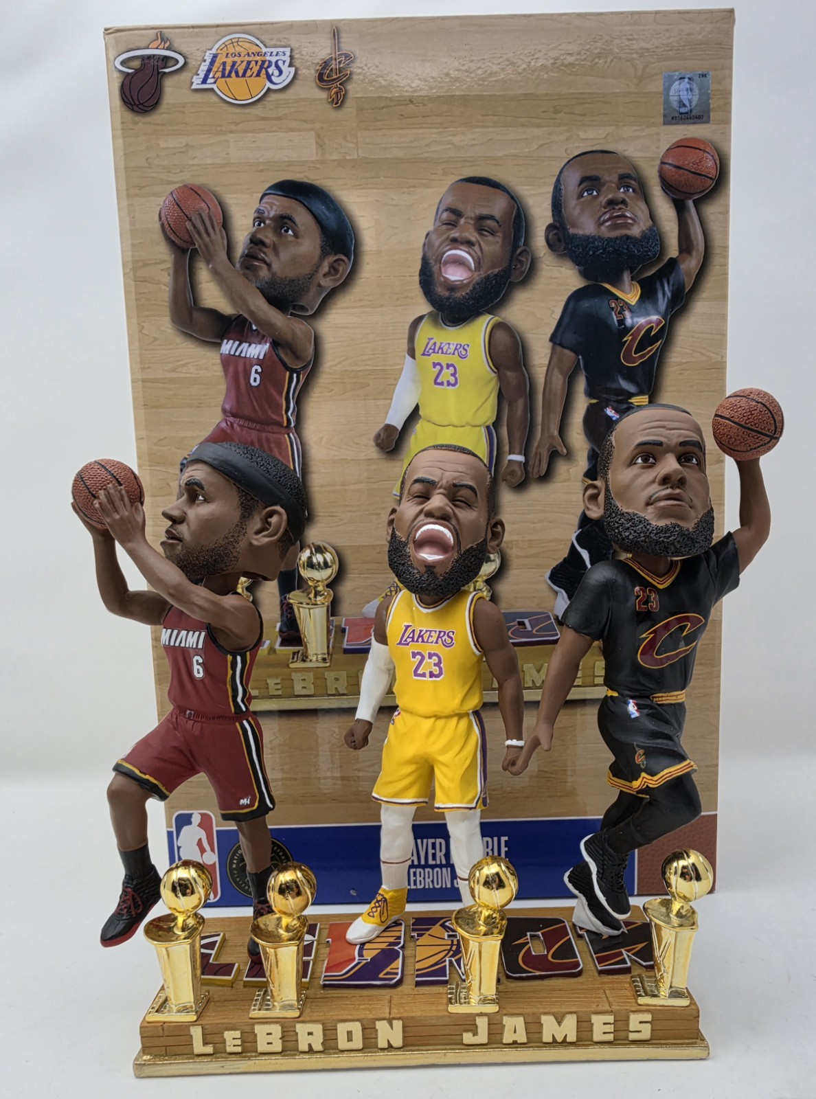 LeBron James 4X NBA Champion Triple Bobblehead FOCO Lakers Heat Cavs Limited