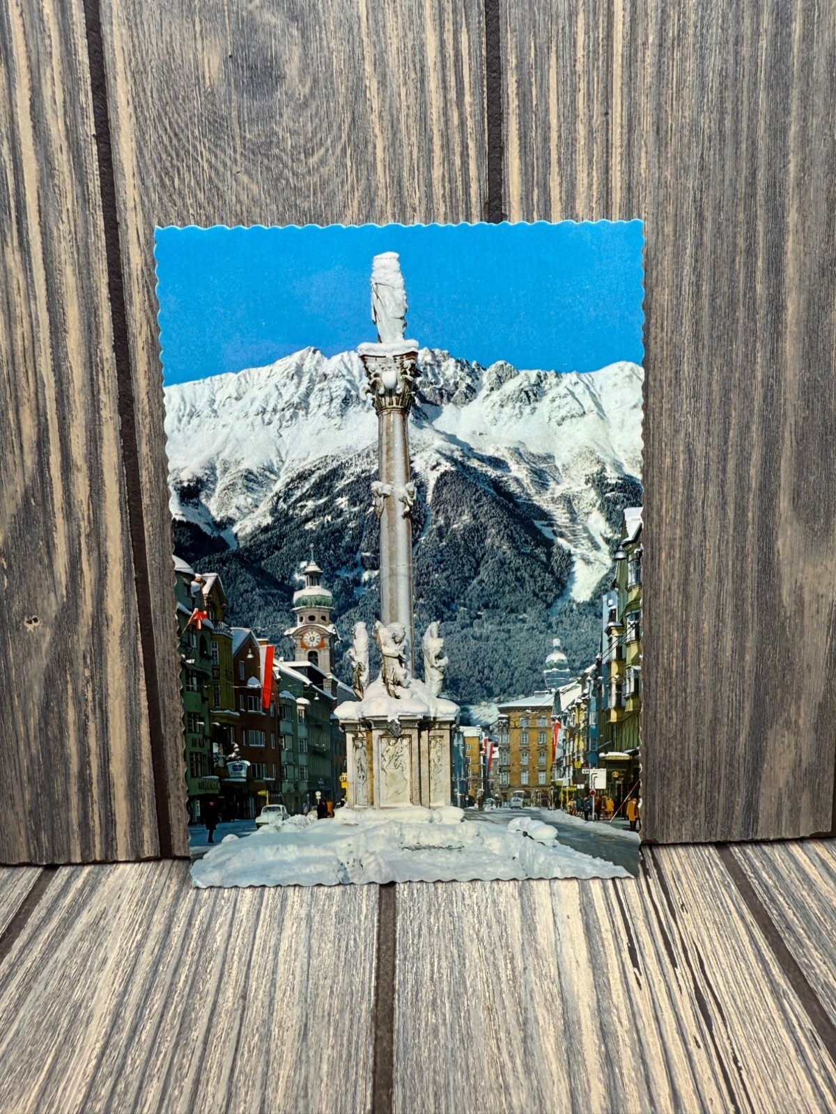 Vintage Innsbruck Austria Postcard Snowy Mountain Scene Troedel Kunstverlag Unus