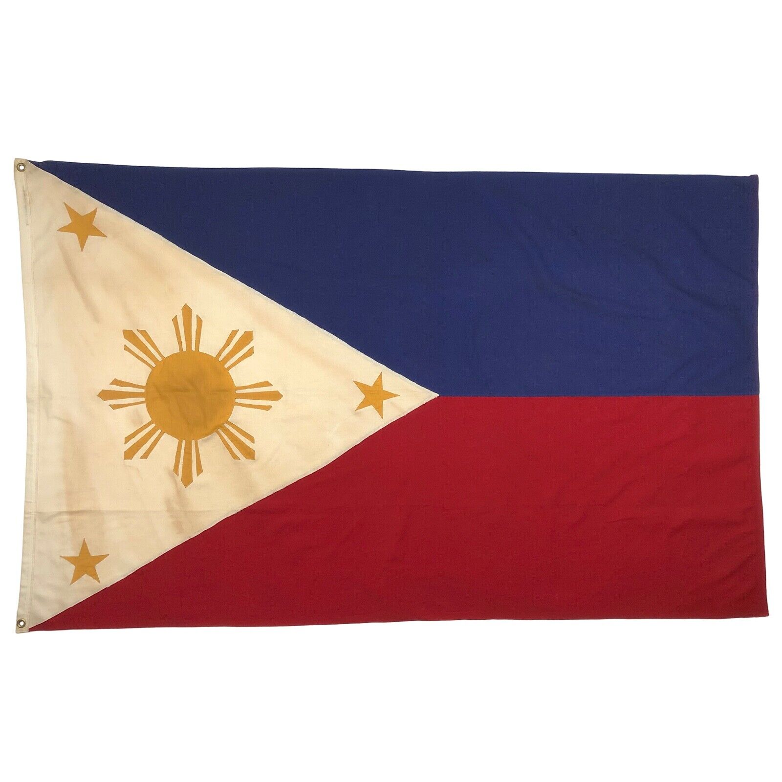 Vintage Cotton Sewn Philippines Flag Filipino Nautical Cloth Old Sun Textile Art