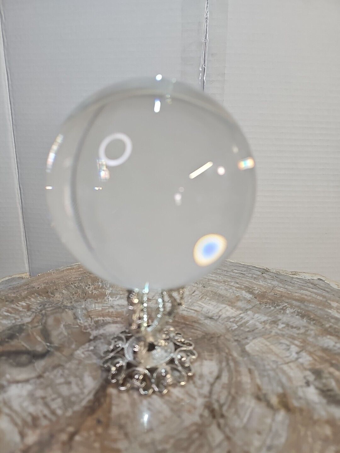  80mm+Stand Asian Rare Natural Quartz Clear Magic Healing Crystal Ball Sphere 