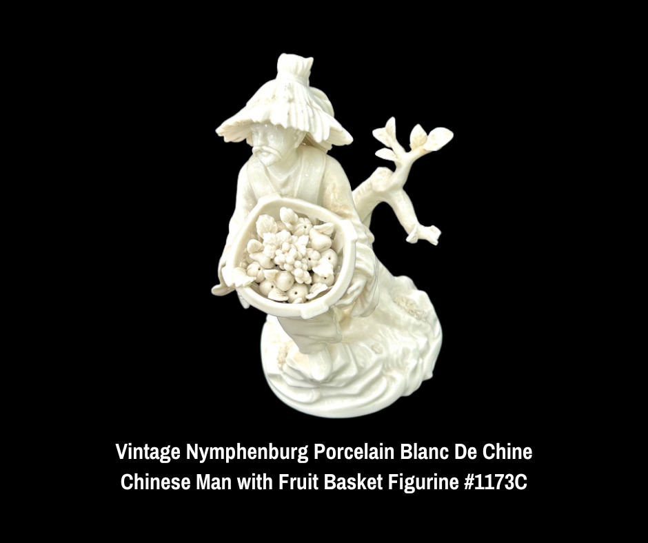 Vintage Nymphenburg Porcelain Blanc De Chine Chinese Man with Fruit Basket