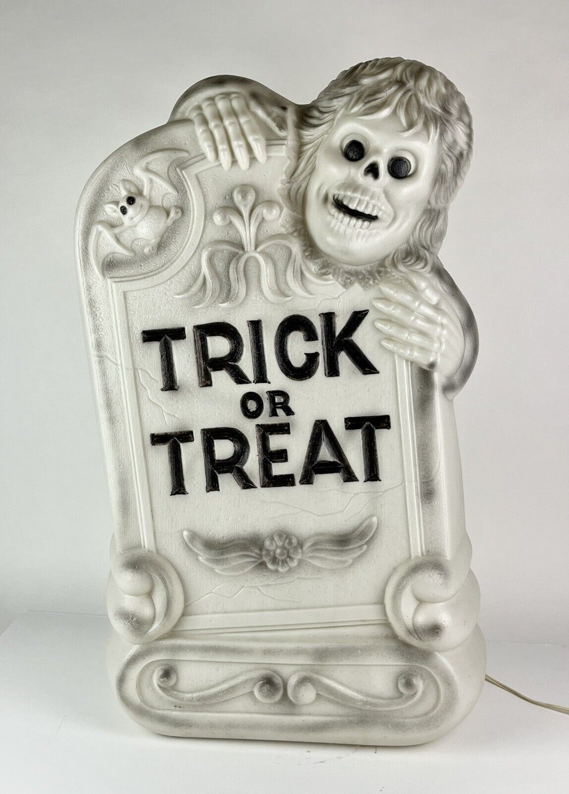 Vtg Halloween Headstone Blow Mold Trick Or Treat Haunted Tombstone Grave 28\
