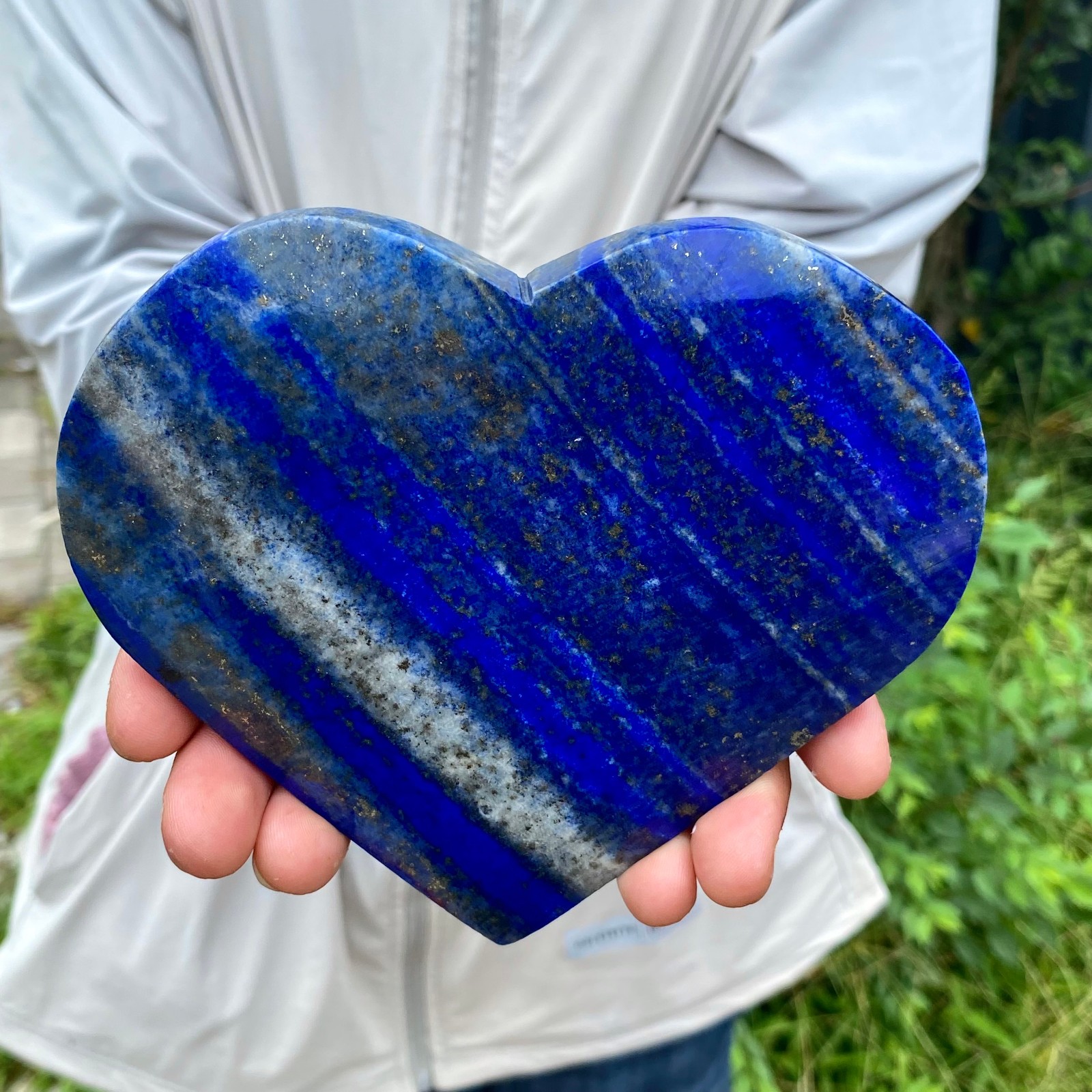 1.39LB Natural Lapis Lazuli Heart Healing Energy Wealth Crystal Home Decoration