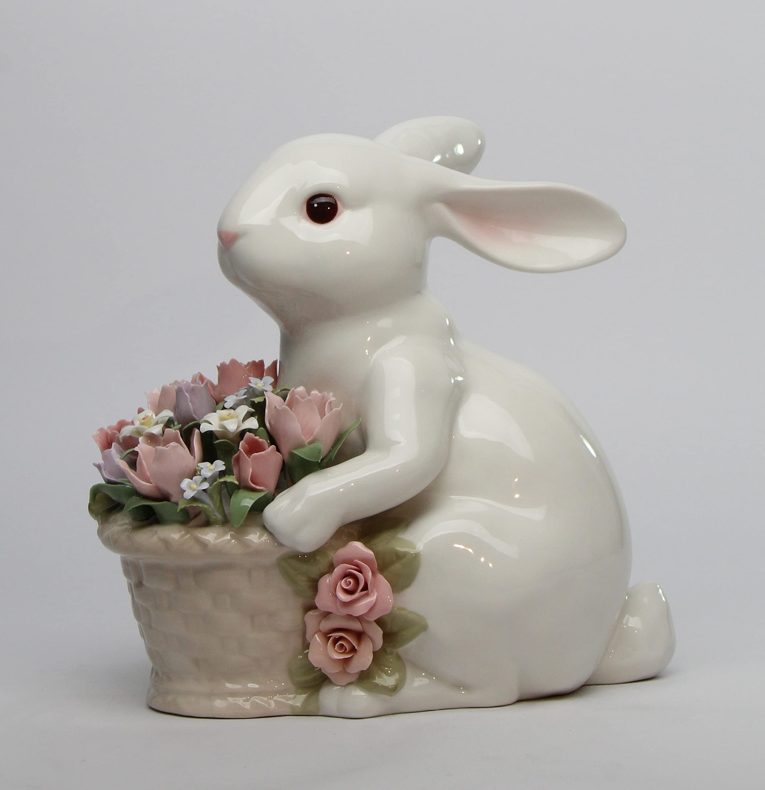 Cosmos Gifts Fine Porcelain Spring Bunny Rabbit with Flowers Basket Figurine,... Cosmos Gifts Fine Porcelain Spring Bunny Rabbit with Flowers Basket Figurine,...