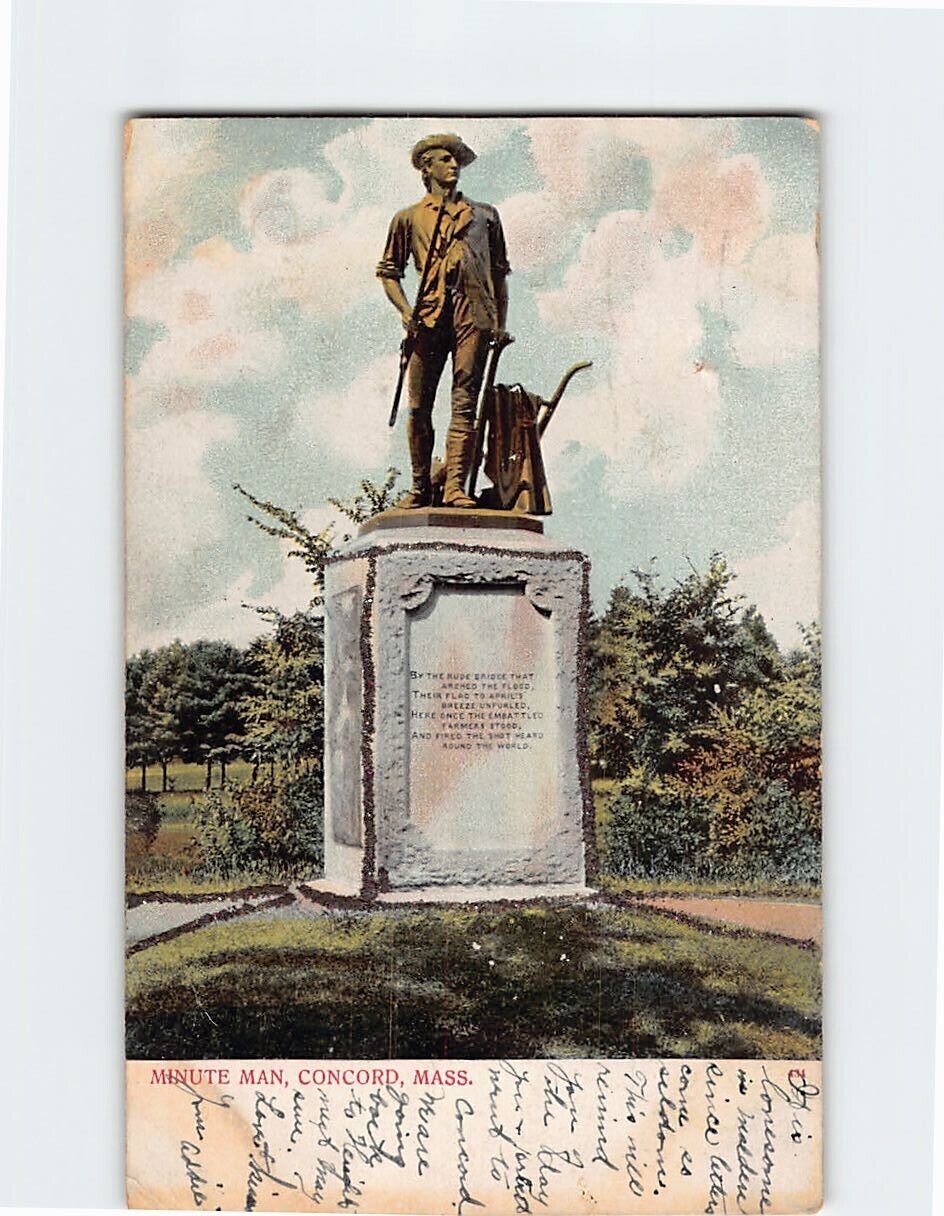 Postcard Minute Man Concord Massachusetts USA