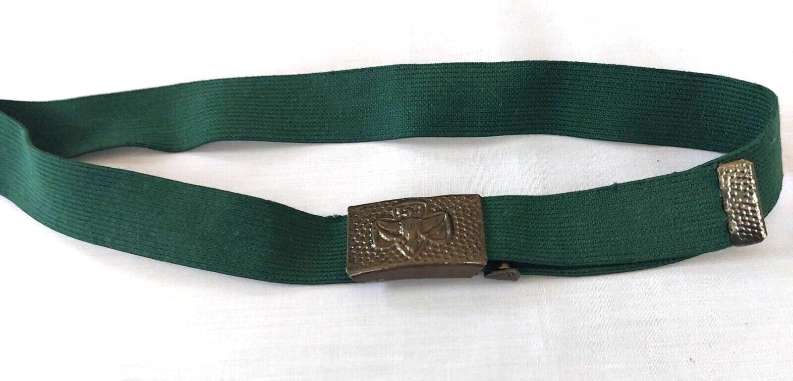 Vintage 1970 Authentic Girl Scouts Uniform Green Elastic Belt Metal Buckle MINT