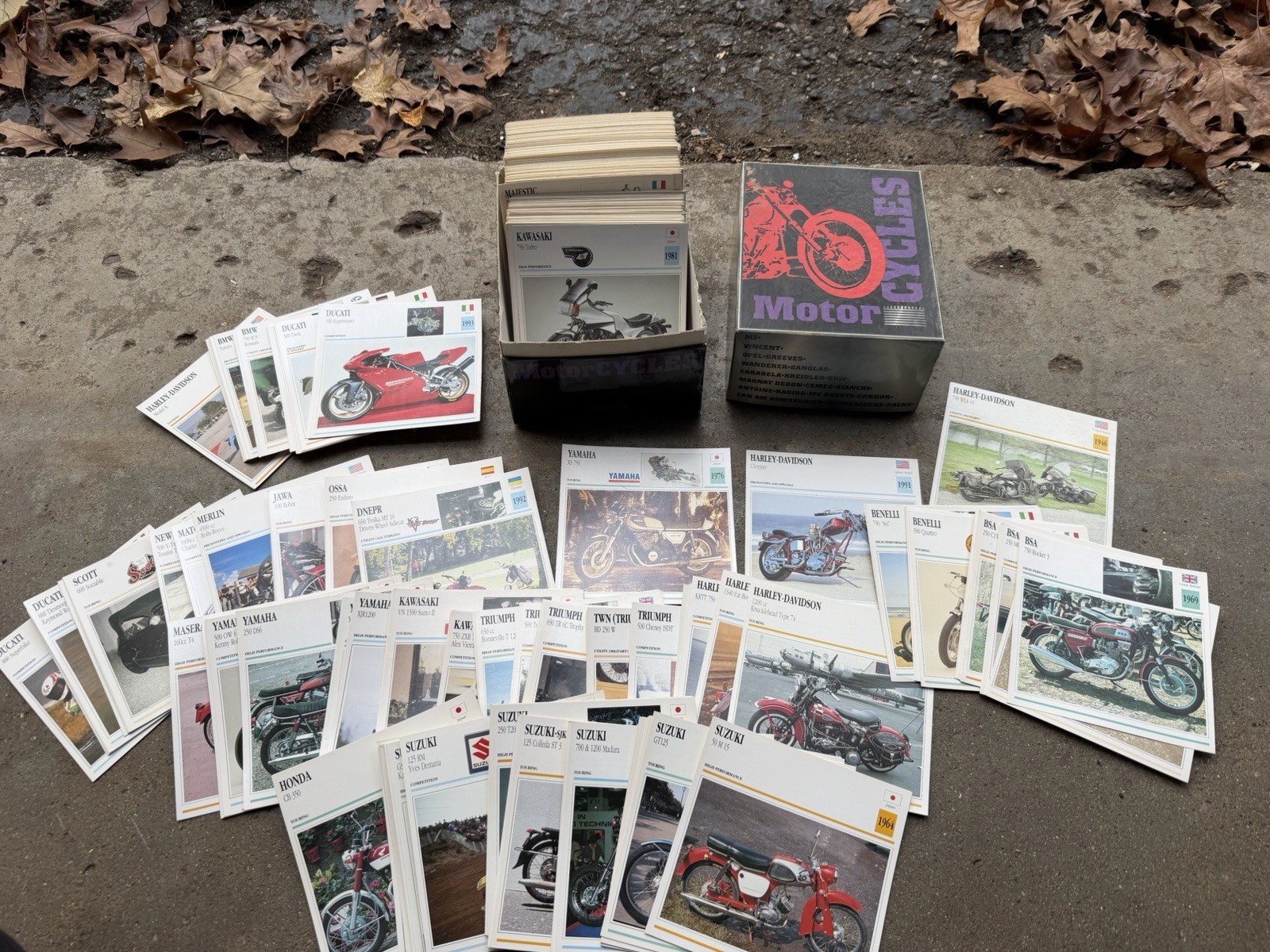 Motorcycle Ephemera Lg lot Daytona Spec Cards Harley Davidson Suzuki Bsa Ducati