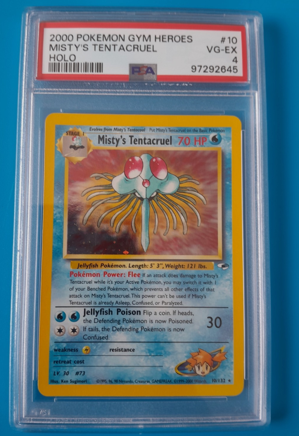 Pokémon Gym Heroes Misty's Tentacruel Holo 10/132 PSA 4 VG-EX Graded Pokémon Gym Heroes Misty's Tentacruel Holo 10/132 PSA 4 VG-EX Graded