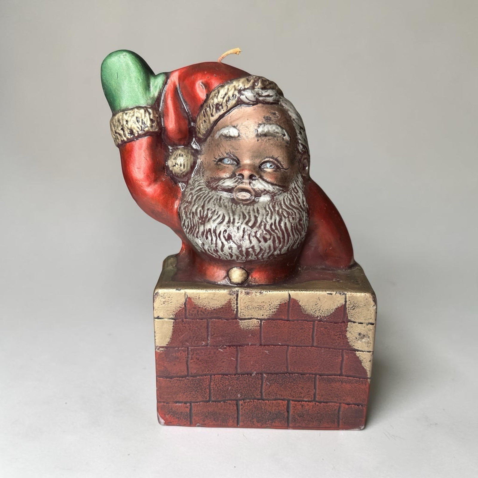 Vintage MCM Christmas Santa Claus In Chimney Candle 10” Holiday Full Wax Heavy