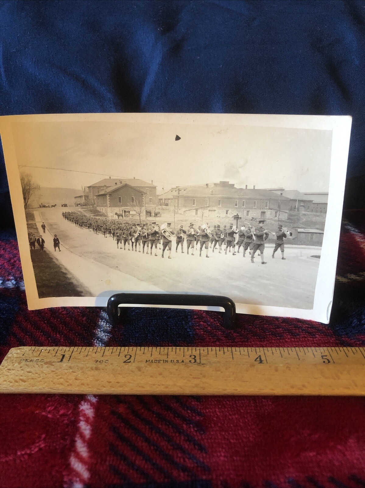 Vintage WW1 era Azo RRPC PHOTO Military Prison Soldiers Band Real Photo Postcard