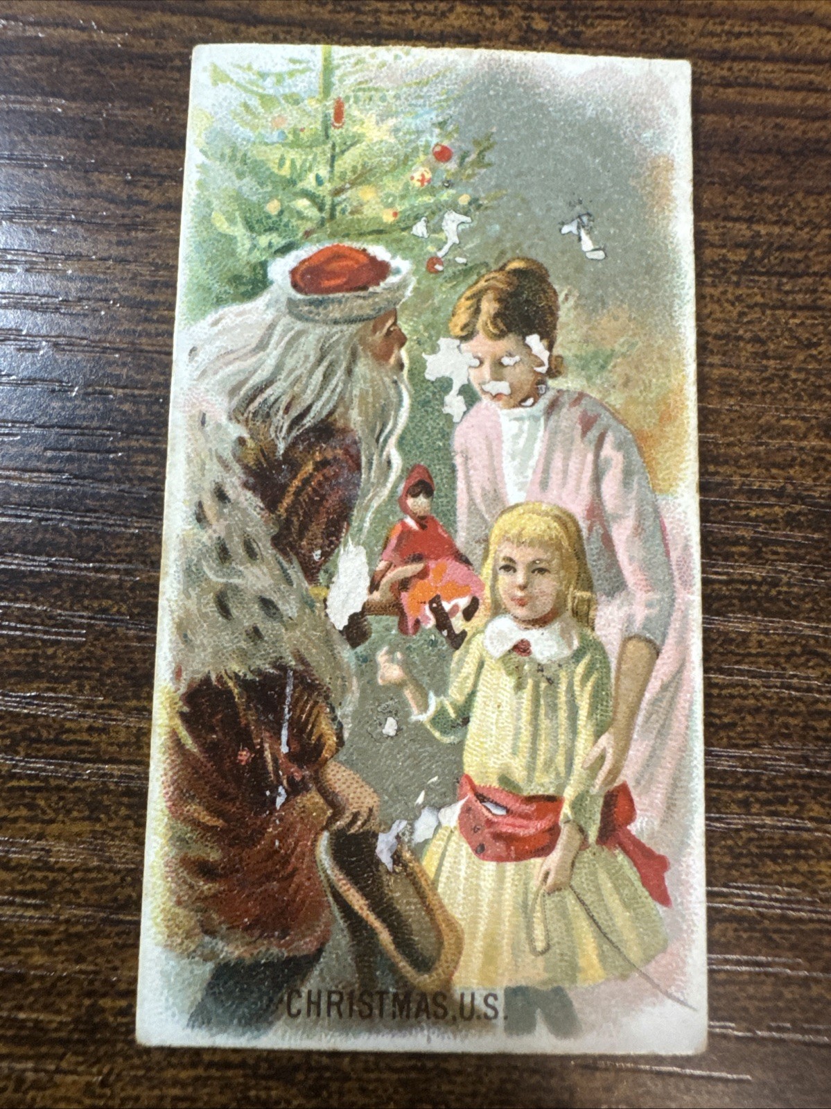 1880s N80 Duke Holidays Christmas USA Rare Santa Card Trimmed? Paper Loss RC?