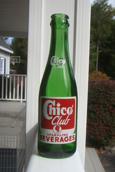 Vintage CHICO CLUB SPARKLING BEVERAGES-CHICOPEE, MASS. 7 FL OZ Soda Bottle