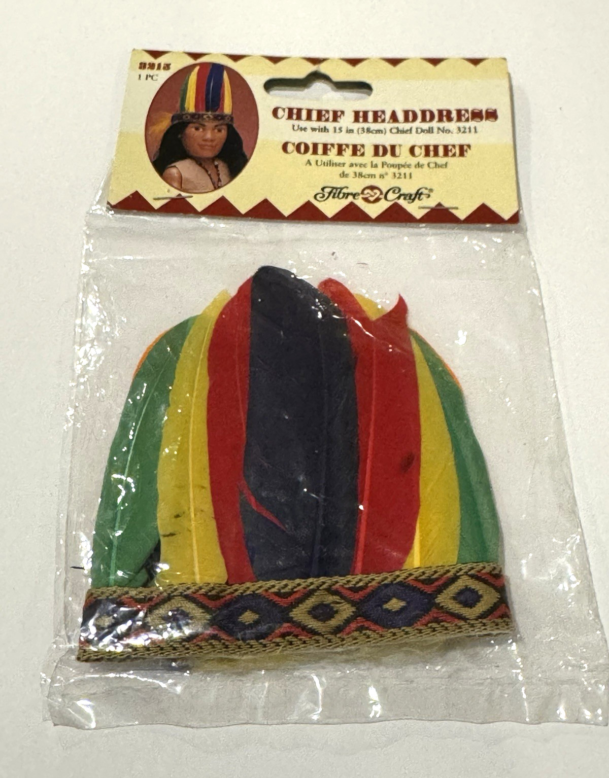 VTG 1995 Fibre Craft Chief Headdress Native American Doll Accessory 3215 NOS NEW