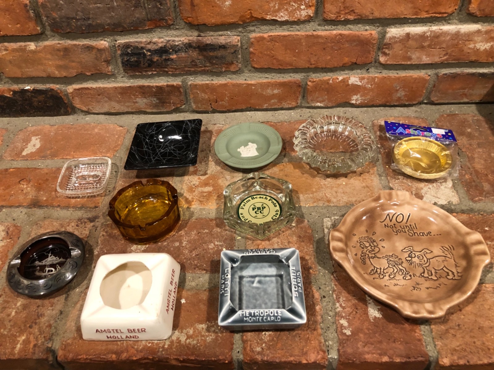 Vintage Ashtray Lot of 11 MCM Glass Ceramic Amber