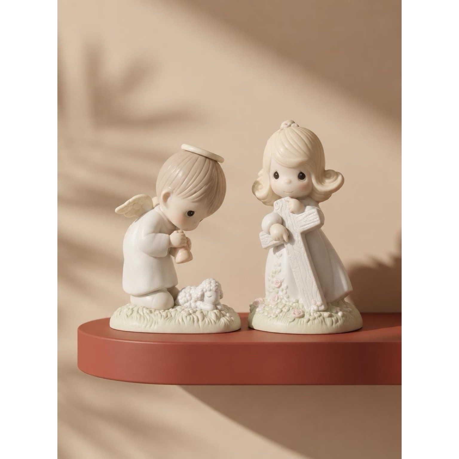 Vintage Precious Moments Figurine Set 2pc God\'s Ray of Mercy & Rugged Cross