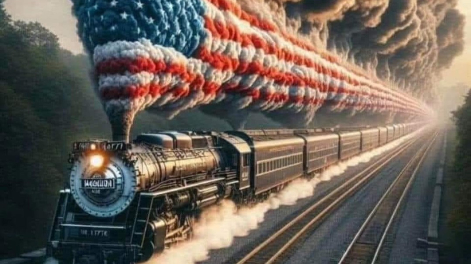 American Patriotic Train Multicolor License Plate New