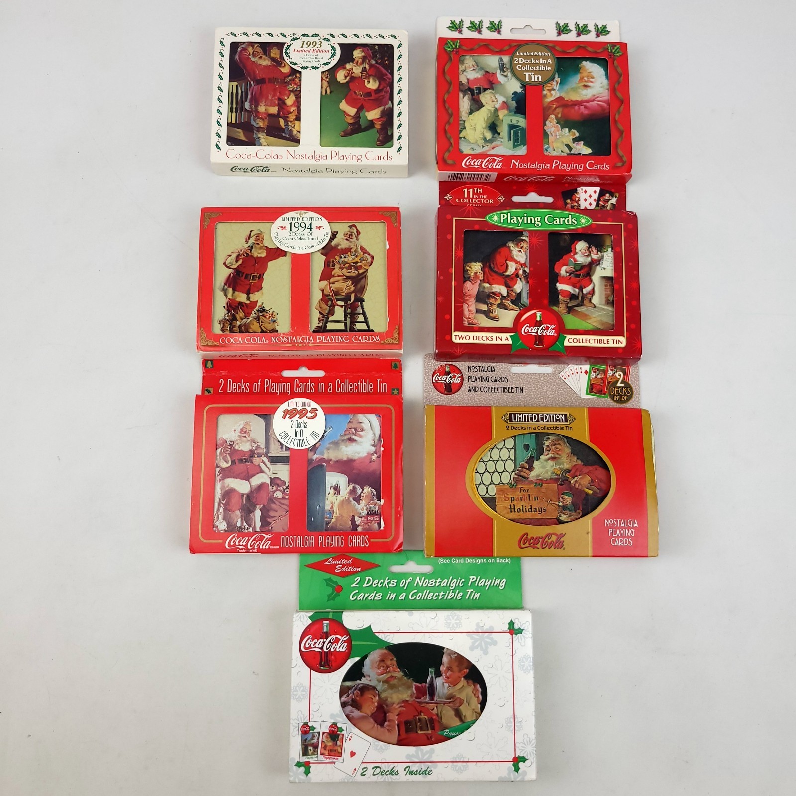 Coca-Cola Playing Cards Tins 1993–1999 Lot (7) Full Collector Series 1–7